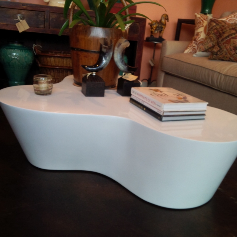 Modern Organic Shaped White Lacquer Coffee Table