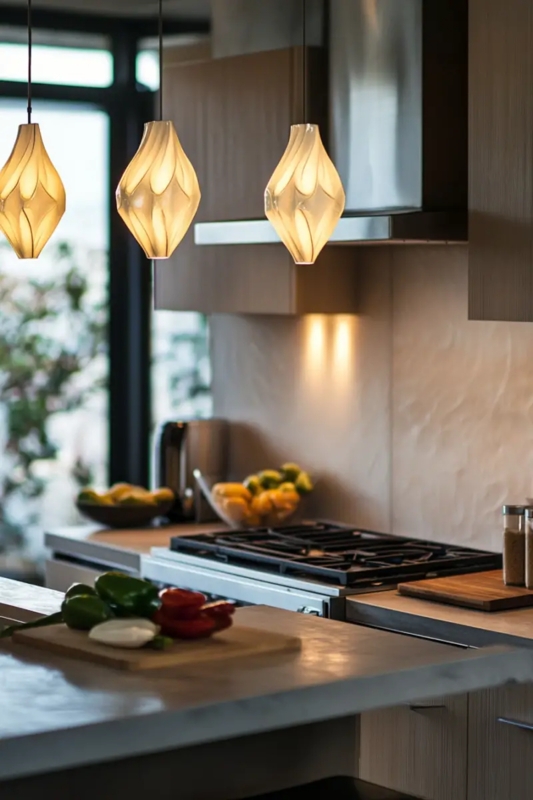 Modern Sculptural Pendant Lights for Kitchen Counters