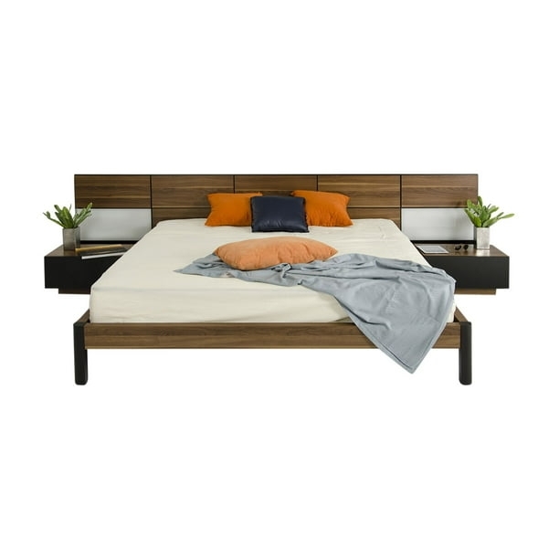 Modern Storage Platform Bed with Built-in Nightstands