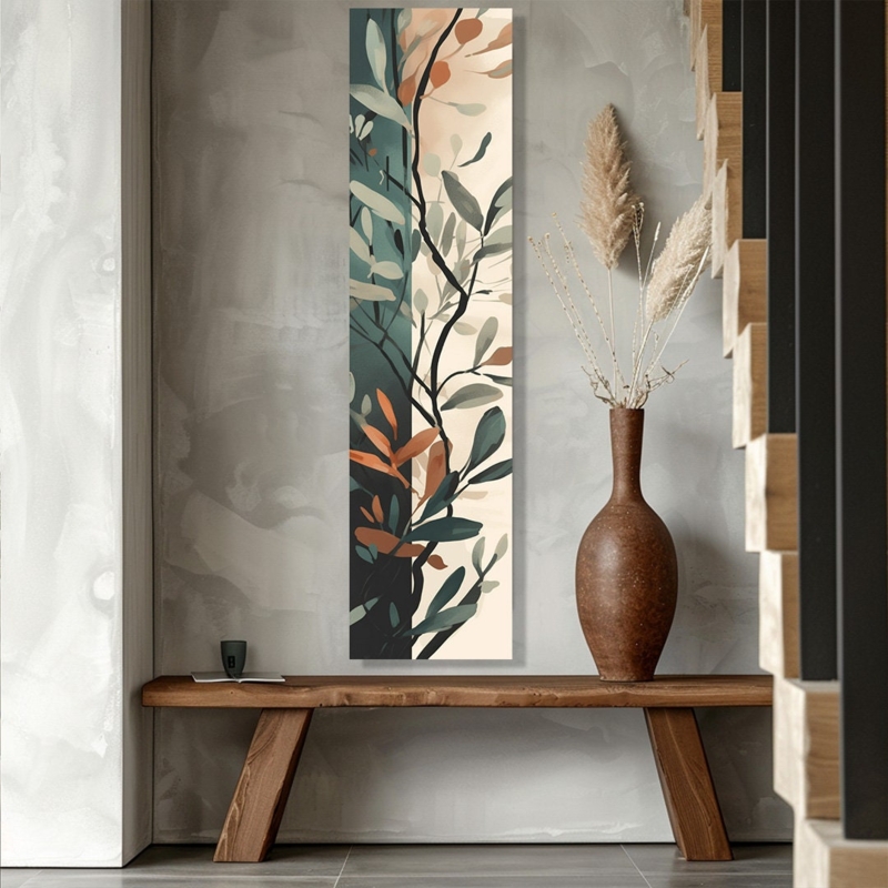 Modern Tall Narrow Botanical Wall Art Decor