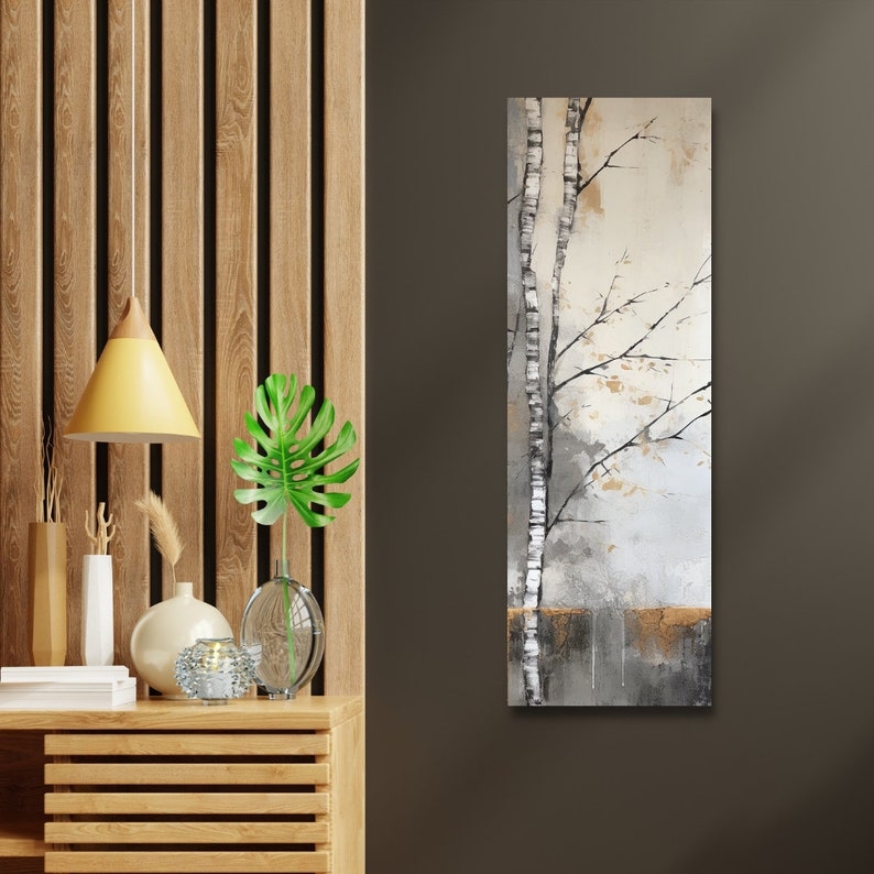 Modern Tall Narrow Tree Canvas Wall Art