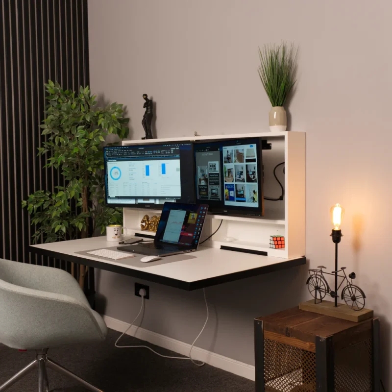 Modern Wall-Mounted Hideaway Desk Setup