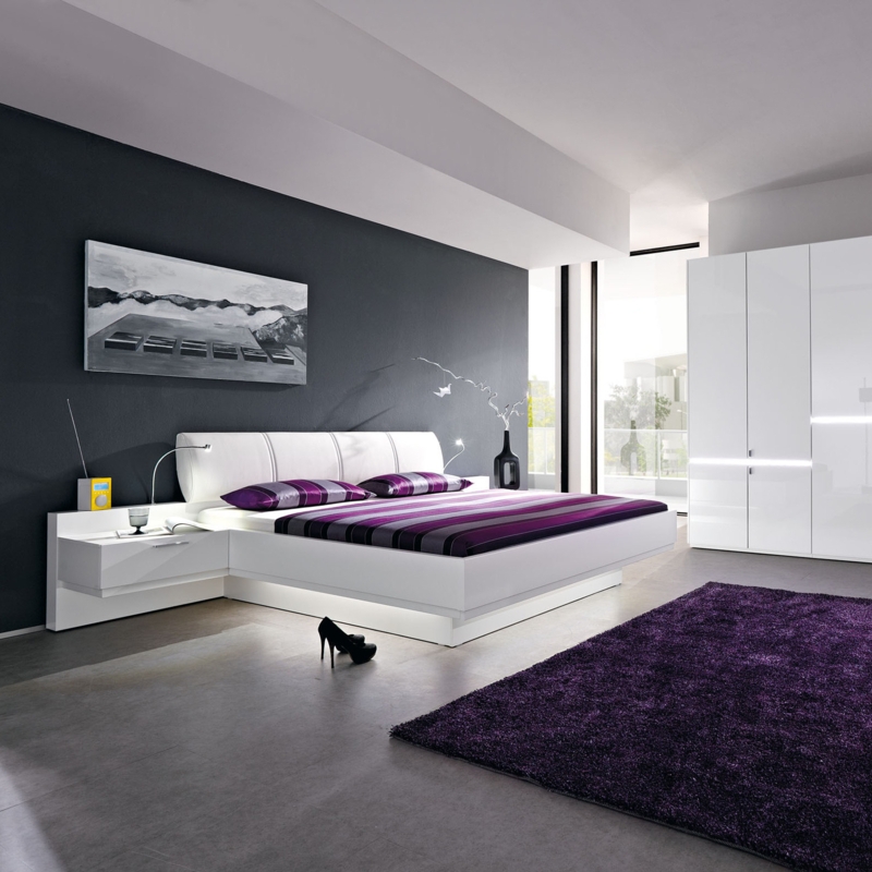 Modern White Leatherette King Size Bed with Nightstands
