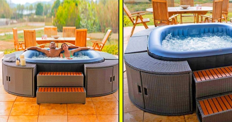 Modular Hot Tub Surround Table with Drink Access
