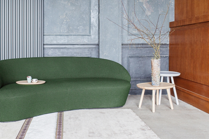 Moss Green Nave Three-Seater Sofa in Modern Living Room