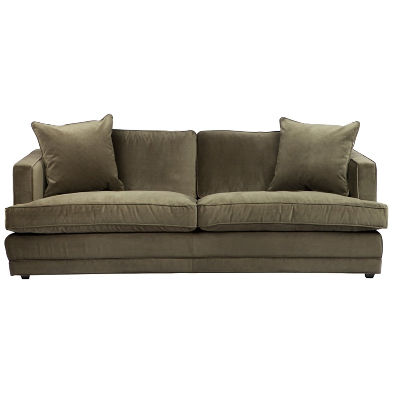 Moss Green Velvet Modern Tufted Sofa