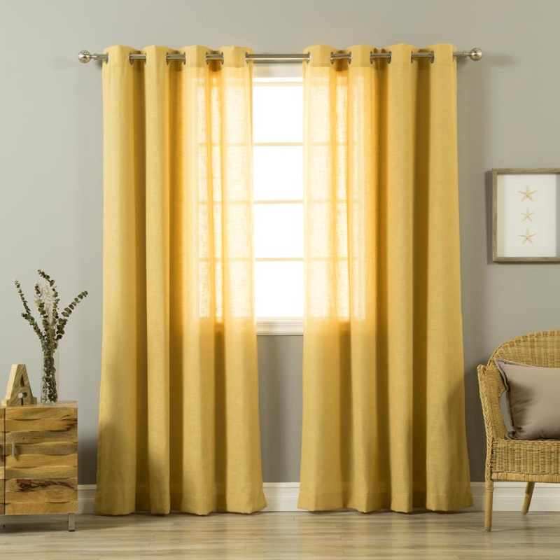 Mustard Linen Grommet Room Darkening Curtains