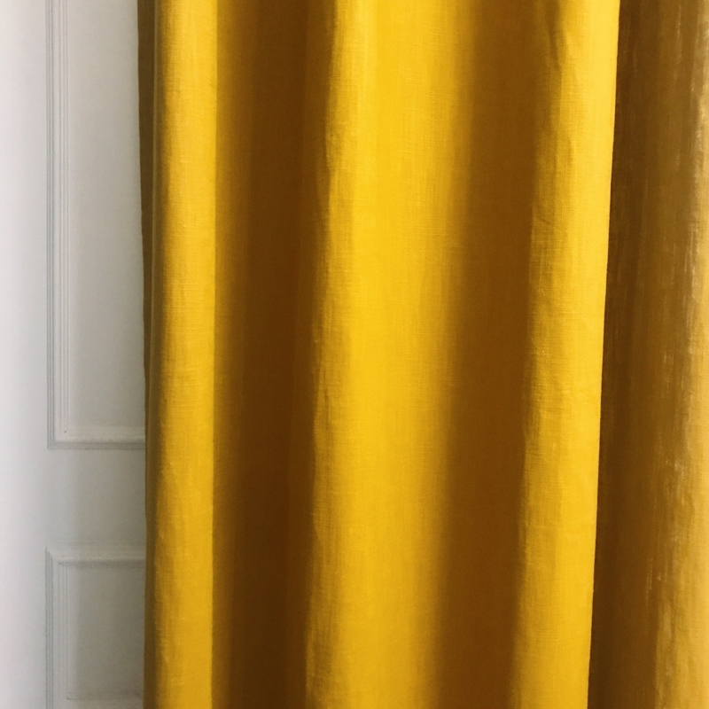 Mustard Yellow Linen Curtain Drapery Panel