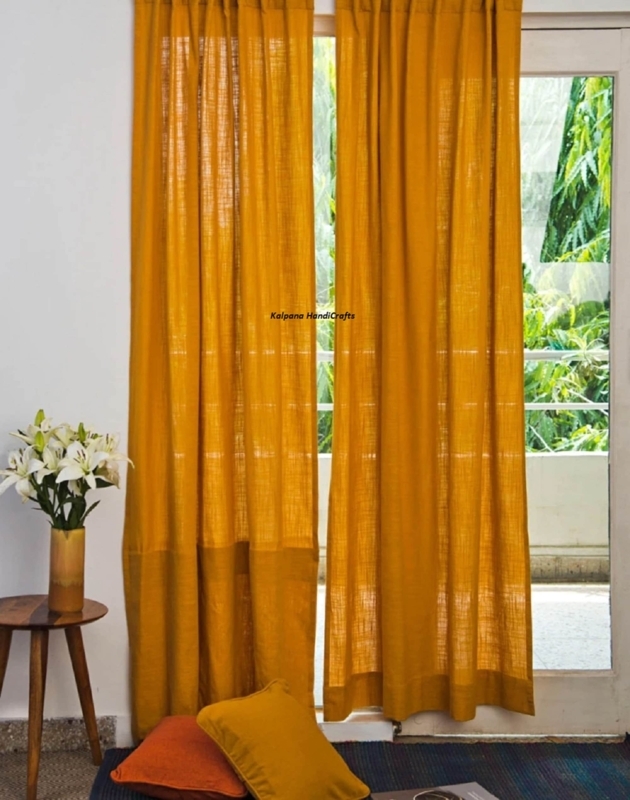 Mustard Yellow Solid Color Curtains for Living Room