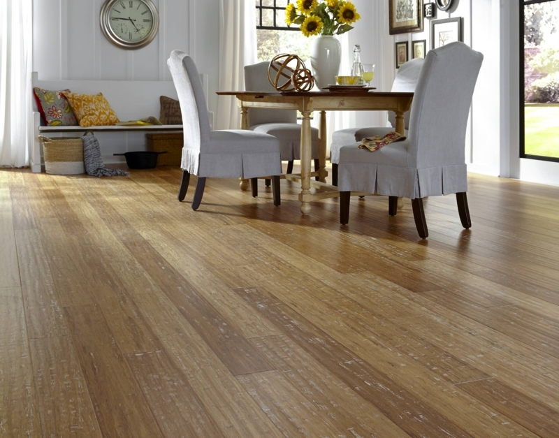 Natural Morning Star Engineered Bamboo Dining Room Flooring