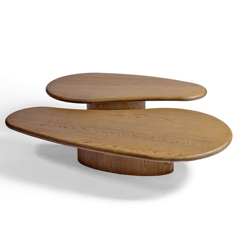 Natural Oak Irregular Shape Modern Coffee Table
