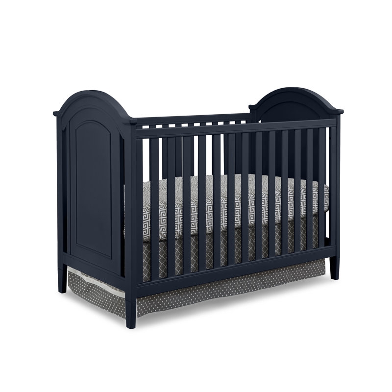 Navy Blue Convertible Baby Crib with Classic Design