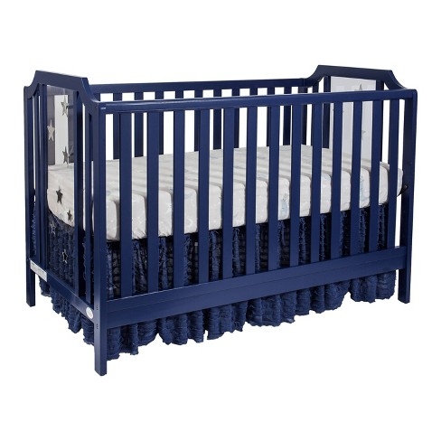 Navy Blue Modern Baby Crib with Star Accents