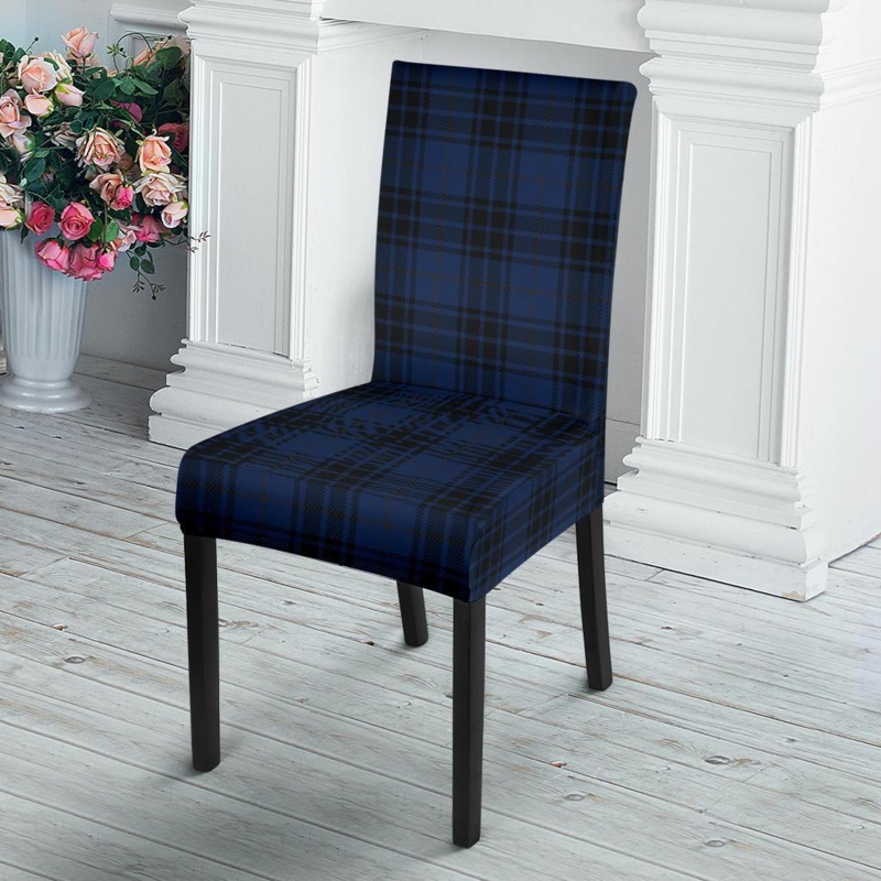 Navy Blue Tartan Plaid Dining Chair Slipcover