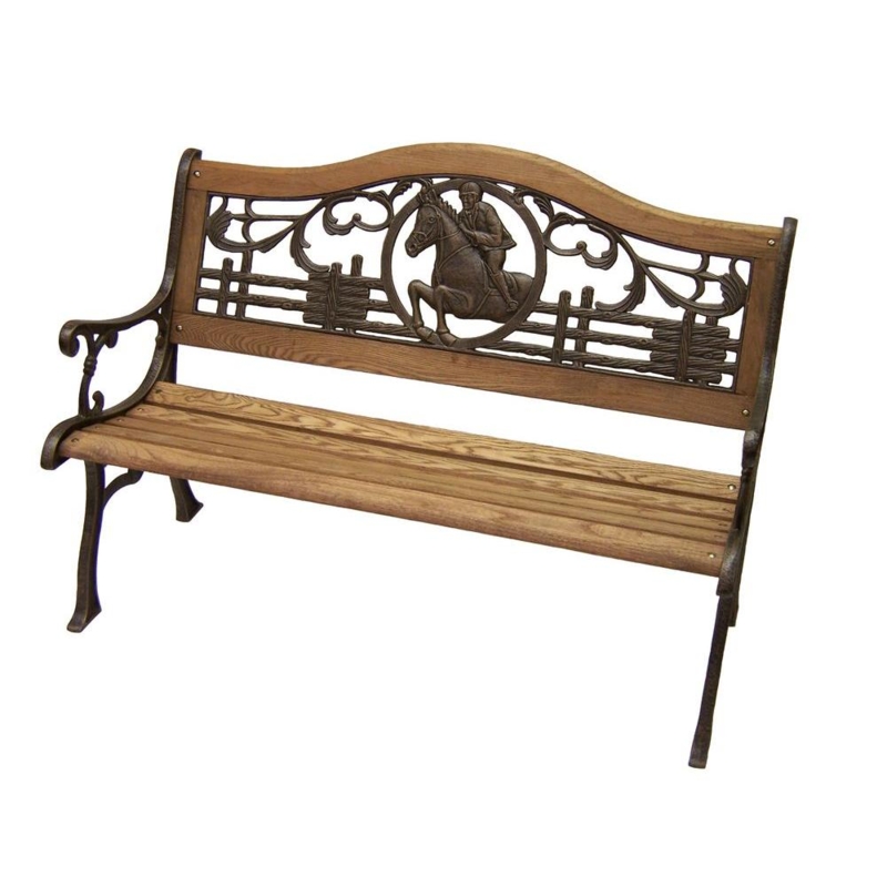 Oakland Living Horse Themed Wooden Patio Bench
