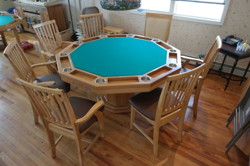 Octagonal Wooden Poker Table with Chairs