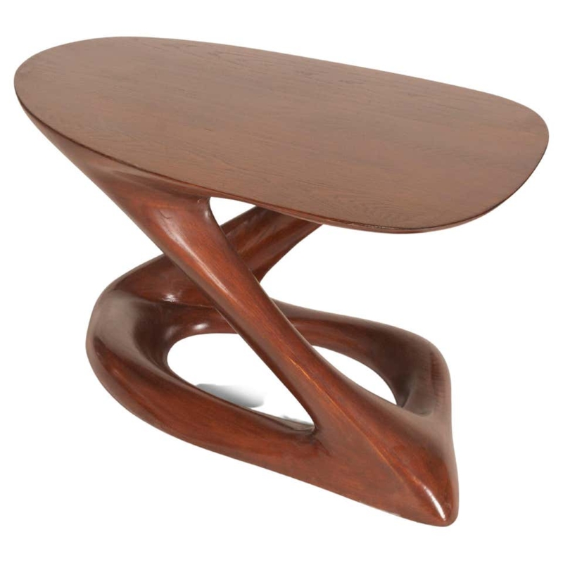 Organic Shaped Honey Stain Ash Wood Coffee Table