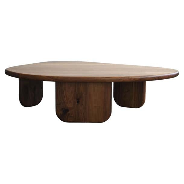 Organic Shaped Walnut Modern Coffee Table