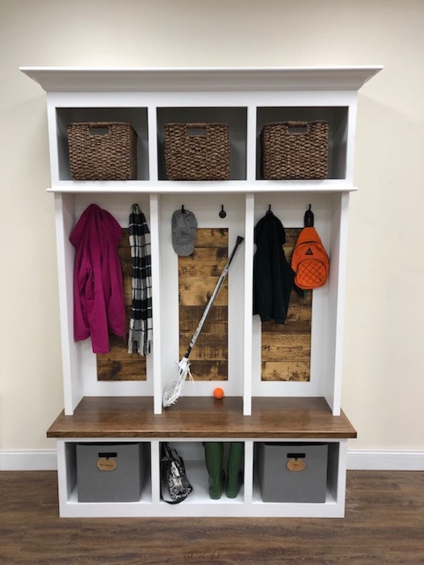 Organized Mud Room Storage with Built-In Shelves