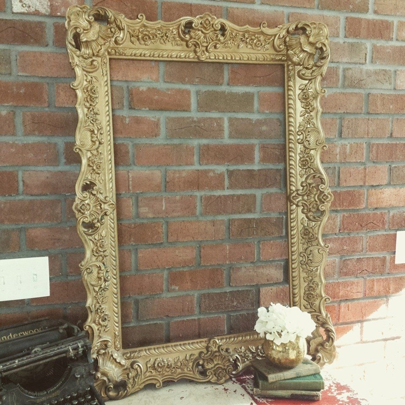 Ornate Large Antique Picture Frame with Floral Accents