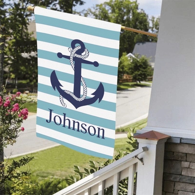 Personalized Nautical Porch Flag with Anchor Design