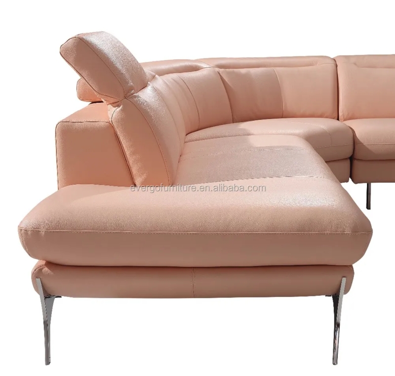 Pink Leather Furniture Living Room Sofa Model 1541a Modern Sofa Set ...