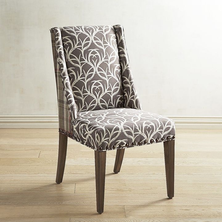Plaid and Antler Patterned Upholstered Dining Chair