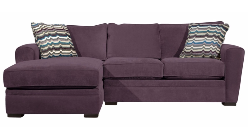 Plush Mauve Sectional Sofa with Patterned Cushions