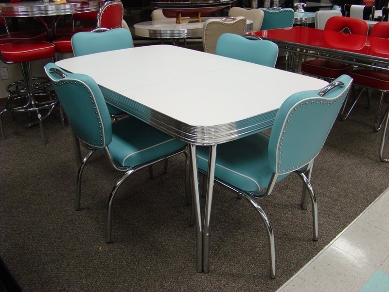Retro Blue and White Kitchen Table and Chairs Set
