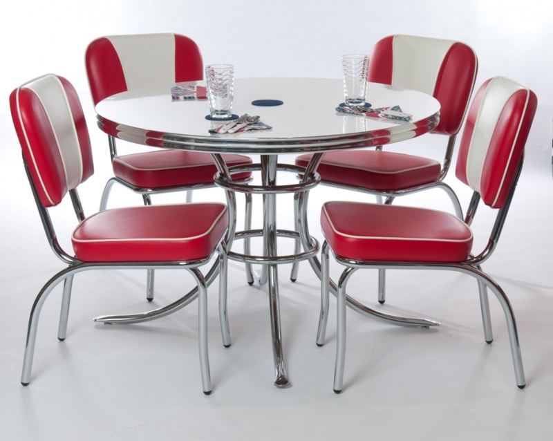 Retro Red and White Vintage Kitchen Dining Set