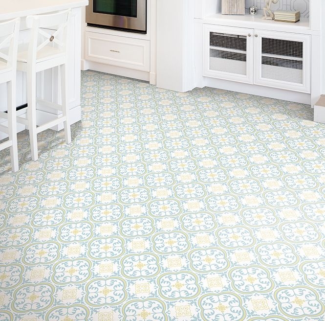 Retro Vinyl Patterned Flooring for Laundry Room