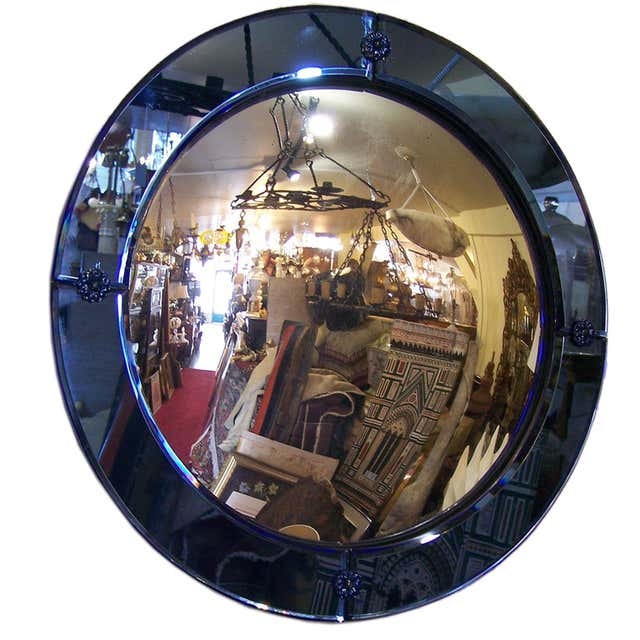 Round Deco Fisheye Wall Mirror with Black Frame