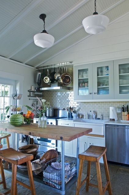 Rustic Kitchen Island with Wooden Dining Table