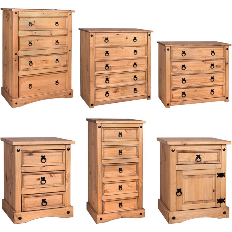 Rustic Mexican Solid Waxed Pine Drawer Chest Collection