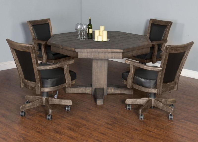 Rustic Octagonal Game and Dining Table Set