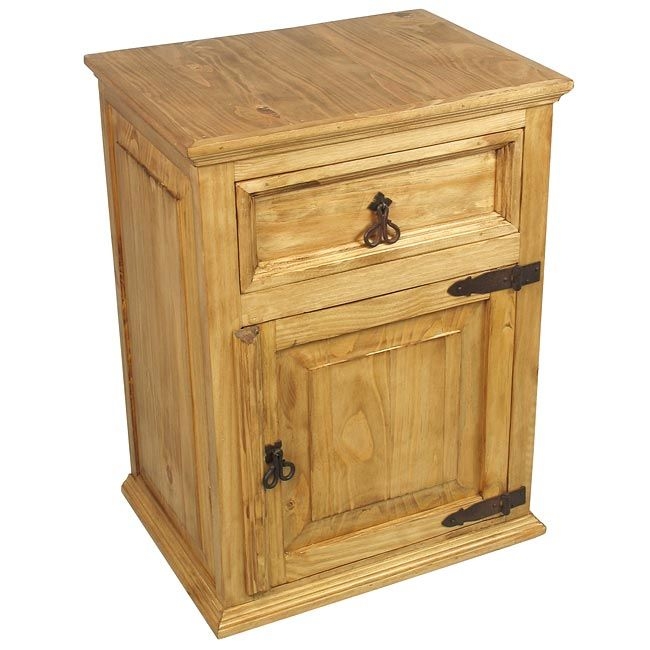 Rustic Pine Nightstand with Drawer and Door
