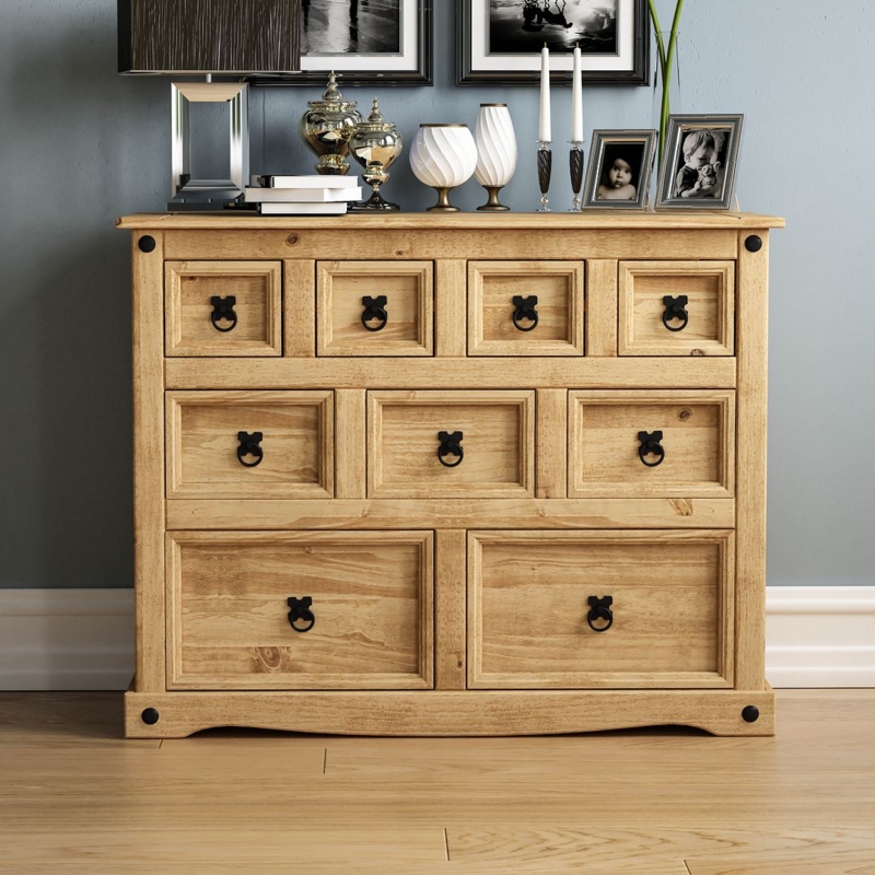 Rustic Solid Mexican Pine Wood Chest of Drawers