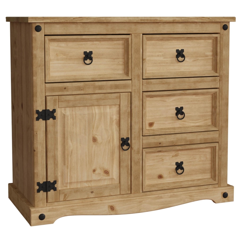 Rustic Solid Mexican Pine Wood Storage Cabinet