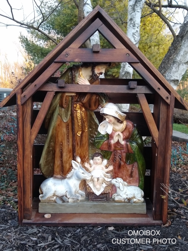 Rustic Wooden Outdoor Nativity Stable Decoration