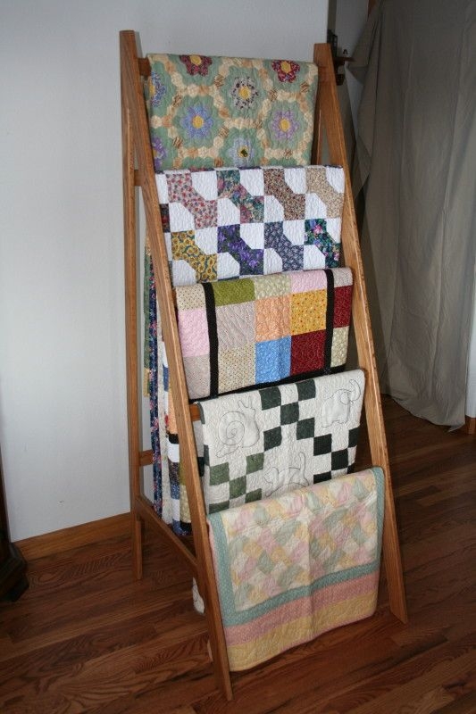 Rustic Wooden Quilt Rack Ladder Display