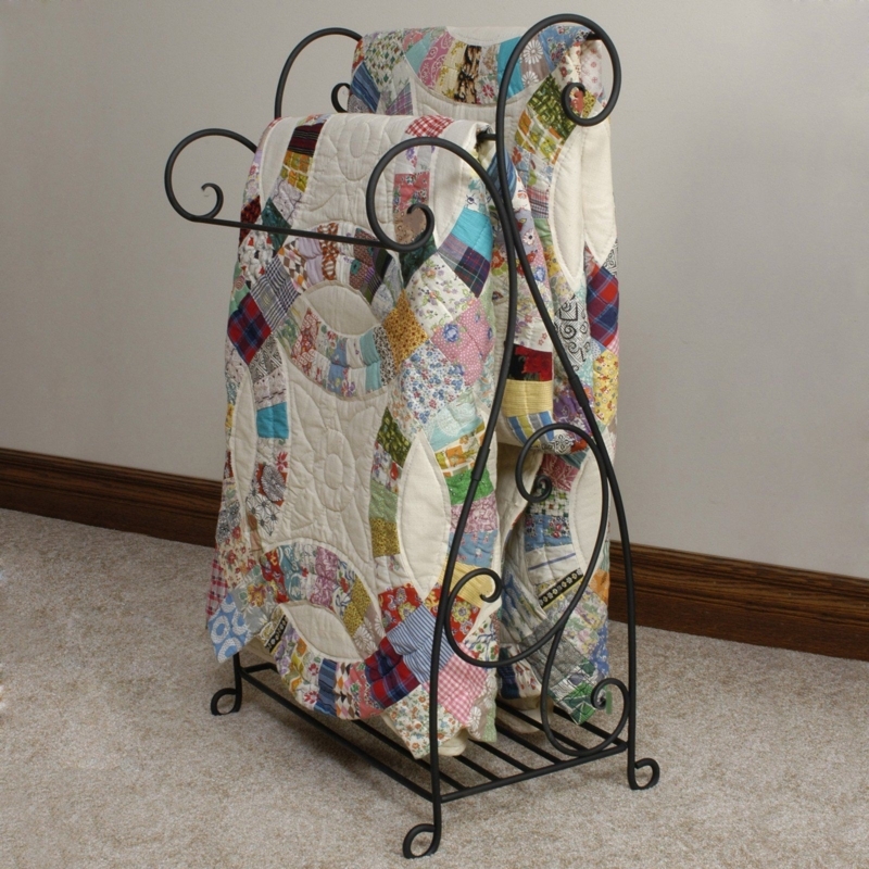Scrolled Wrought Iron Quilt Rack for Cozy Storage
