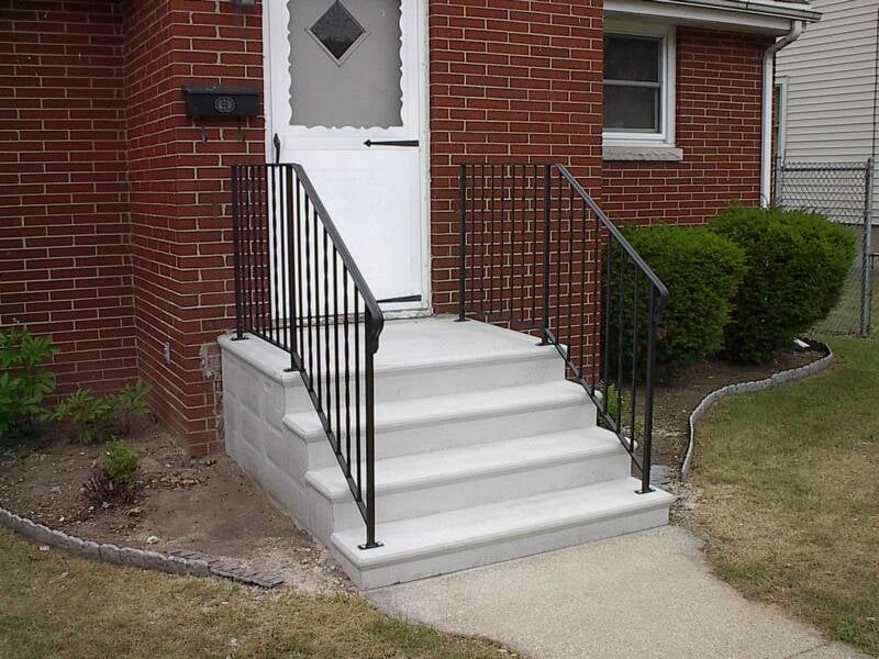Simple Concrete Mobile Home Steps with Metal Railings