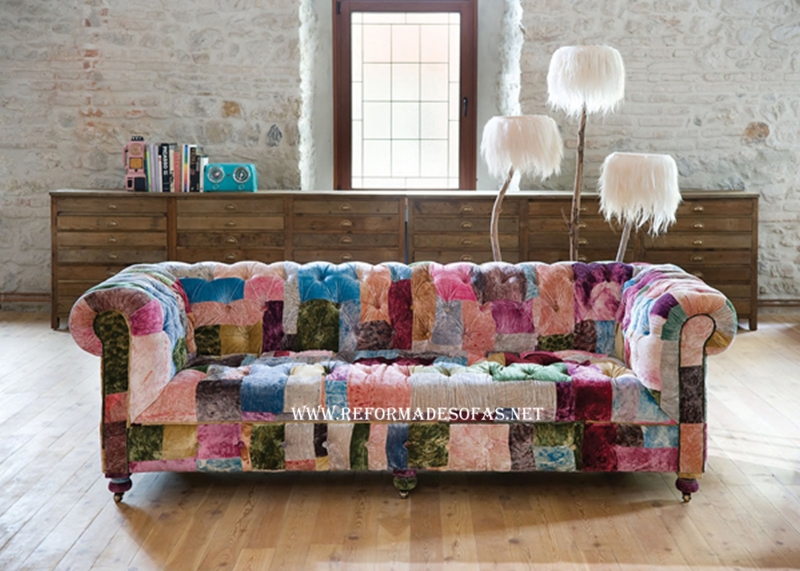 Sof e poltrona em patchwork - Tcnica de retalhos de tecidos | sofas ...