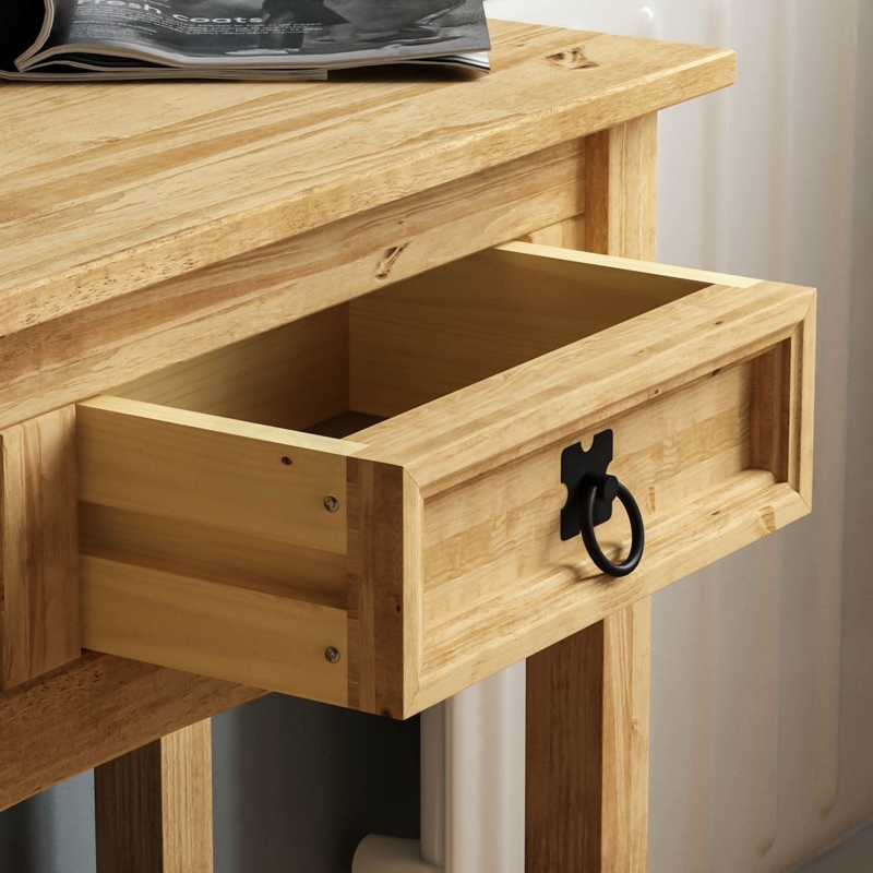 Solid Pine Wood Drawer with Black Ring Pull
