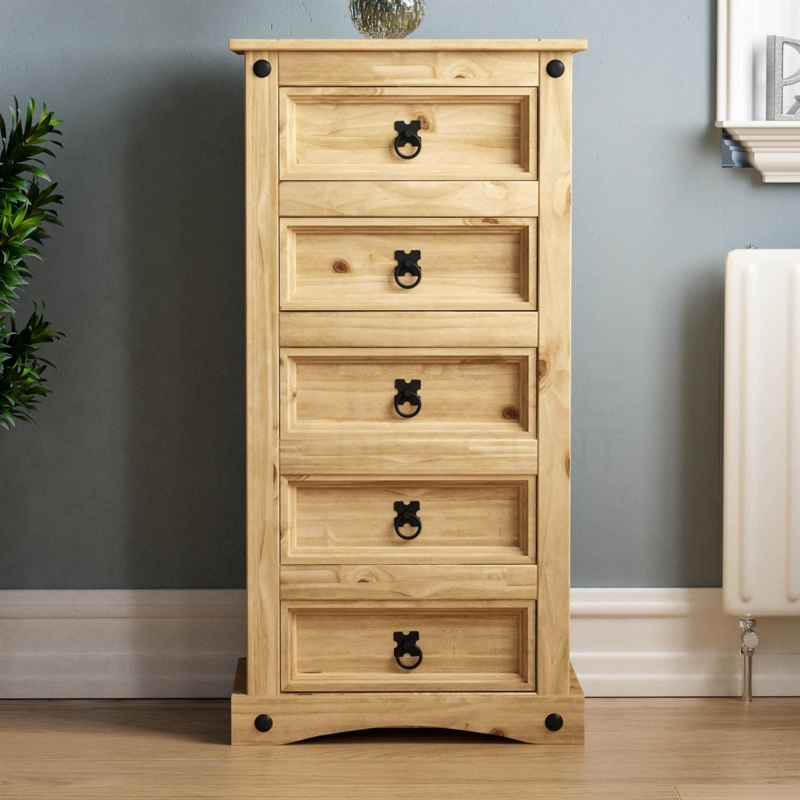 Solid Waxed Pine Chest of Drawers for Bedroom