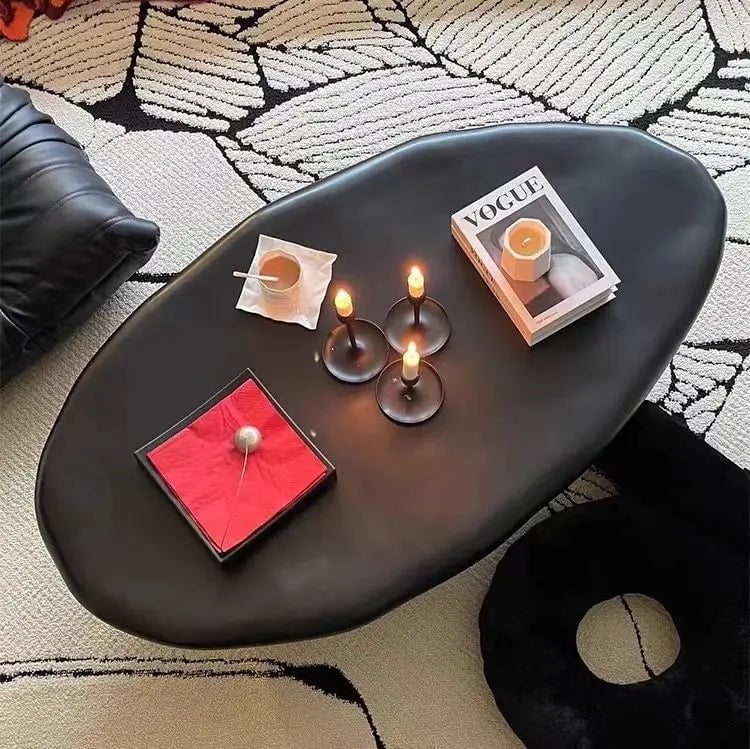 Steel Irregular Coffee Table Minimalist Sofa Black Living Room Table ...