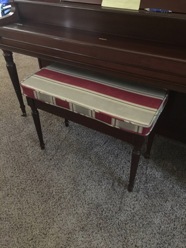 Striped Custom Piano Bench Cushion Cover