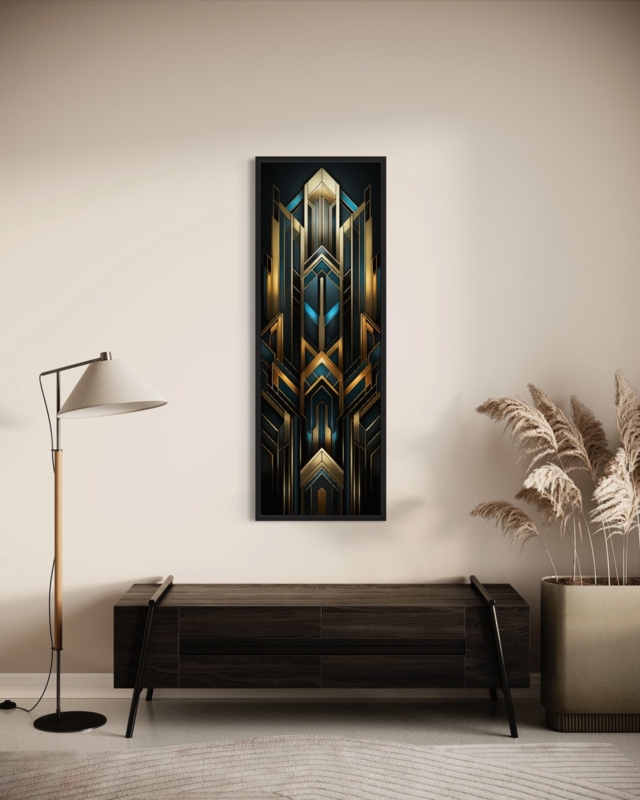 Tall Narrow Vertical Art Deco Wall Painting