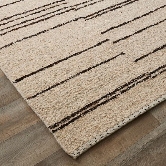 Textured Neutral Striped Rug for Masculine Living Rooms