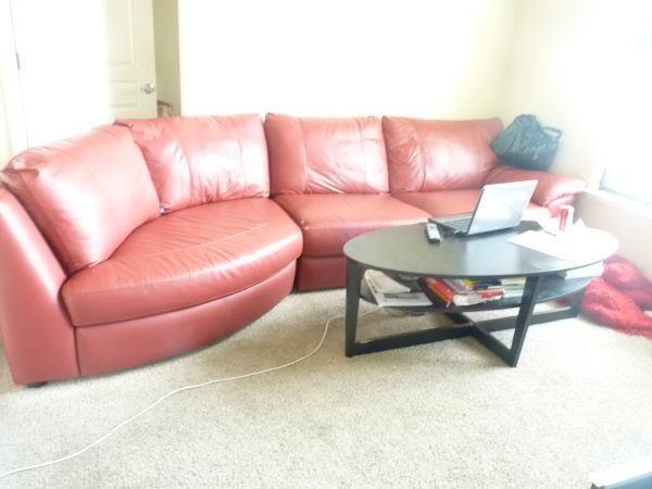 that is a PINK leather sofa. PINK. geez guys. | Pink leather sofas ...